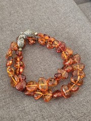 Cognac Amber Nugget Bead Necklace 25″ Long