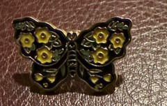 Lot Of 6 Vintage Metal With Enamel Butterfly Brooches In Various Colors