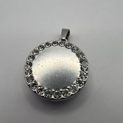 Vintage Simulated Blue Stone Pendant Faceted with Clear Crystal Accents