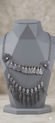 Vintage Silver Tone Boho Coin Feather Tassel Layered Necklace Gypsy Bibi Women