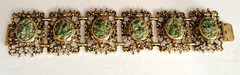 Chunky Vintage Faux Jade Chips Heavy Link Bracelet