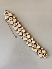 Vintage Signed HOBE’ Bracelet & Earring Set, White & Pink Givre Glass Stones
