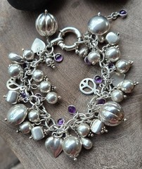925SS & Amethyst OOAK Vintage Cha-Cha Bracelet 54gr Combo 925 – C-Description 👀