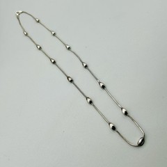 Sterling Oval Bead Stations Necklace From Italy 18” Vintage KC