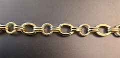 Heavy Oval Link Gold Filled Bracelet/Round Etched Links