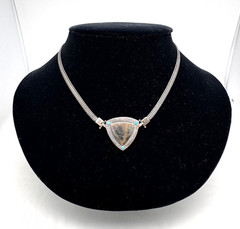 Vintage 925 Silver And Gold Necklace With Turquoise Delicate And Special.