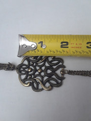 Vintage Pendant Necklace Antique Silver Tone Statement Metal Tassel 28 in