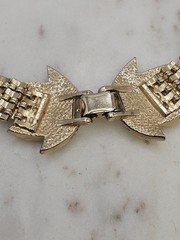 Vintage Gold Tone Multi Strand Collar Choker Necklace 15in Floral Foldover Clasp