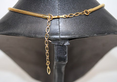 LANVIN Paris Vintage Art Deco Choker Necklace Polished Silver Gold Slide Pendant