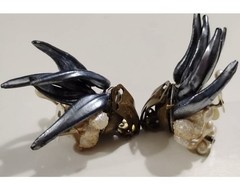 WEST GERMANY Beaded Clip Earrings Signed Vintage Jewelry Pearl