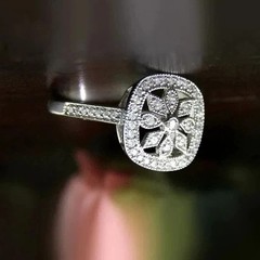 Vintage Art Deco Style Round Lab Created Diamond Wedding 14k White Gold FN Ring