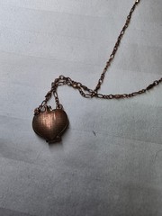 VCLM Copper Tone Heart Locket Necklace Crystal Pendant Vintage Style Ornate