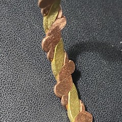 Vintage intertwined brass and copper hand-crafted bracelet from Spain