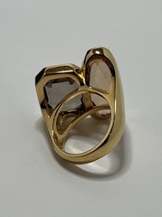 Large Swarovski Swan Faceted Topaz Crystals Cocktail Ring Size 7 with Box