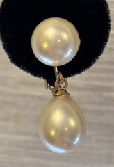 Vintage Majorica 12K-GF Clip-On Faux Pearls Very Good Condition 1” See Pics