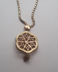 Vintage Signed Carol Lee Rhinestone Flower Pendant Necklace