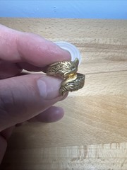 VTG Spain Damascene Metal Coiled Ring Double Eagle Head Scroll-work Golden-color