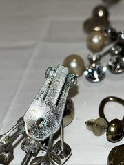 37-Single Silver And Gold Tone Stones earring lot vintage For Crafts Or Reuse