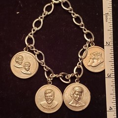 1960’s JFK JOHN JR JACKIE O CHARM BRACELET SILVER TONE
