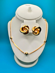 Erwin Pearl Clip Earrings Necklace By Avon Both Gold Tone & Signed