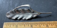 Vintage BEAU Sterling Silver Leaf Pin Brooch 3 1/8″ Long Weighs 8 Grams