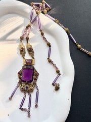 Antique Max Neiger Art Deco Purple glass Necklace