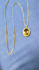 Gold Smoky Quartz Pendant 18 mm x 25 mm With GF Chain Necklace