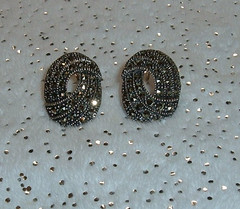 Vintage Sterling Silver Oval Maracite Post Earrings 7/8 inch