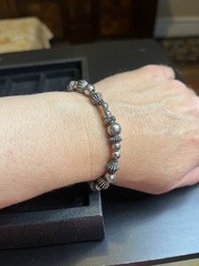 Vintage sterling silver 925 bracelet wire strung beads size 6 1/4