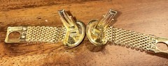 Cufflinks Gold Tone Green Stone Chain link Bullet Back Retro VTG
