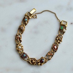 Vintage Signed Goldette N.Y. Victorian Revival Slide Bracelet