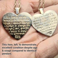 Vtg GORHAM STERLING Heart Pendant Peace Dove IOB COA Serenity Prayer EUC 🙏