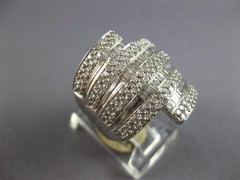 LARGE 1.52CT DIAMOND 14KT WHITE GOLD ROUND & BAGUETTE MULTI ROW ANNIVERSARY RING