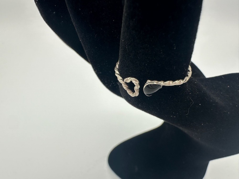 0.66g Vintage Sterling Silver 925 Twisted Rope Heart Ring Adjustable Size 8.5 M