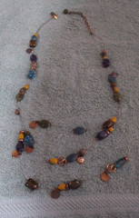 Vintage Chico’s Wire Necklace With Glass/Metal/Wood Beads ~ 32″