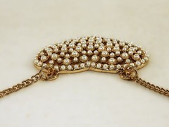 28″ Vintage Gold Tone Pearl Heart Pendant Necklace, Fashion Jewelry JWL-720