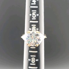 Vtg Sz 6.5 Ring Round w/ Triangles Cubic Zirconia 18KGE Fashion Jewelry STG#5