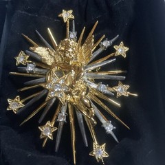 VTG RJ GRAZIANO Brooch Angel Cherub Brooch Stars Mix Metal Starburst Pin