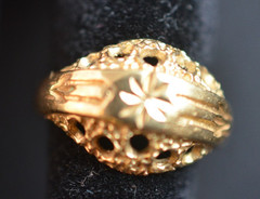 Vintage 14K Solid Gold Two-Tone Child’s Ring Sz 3, Domed Openwork, 2.2g
