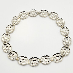 Professional Career Silver Tone Flat Link Chunky Wide Style Necklace 18 Inch