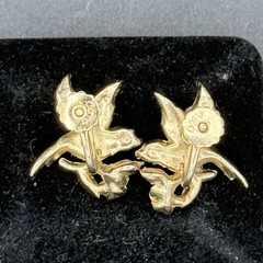 VTG 1940s-1950s Coro Lovebird Clip Earrings – Rhinestone & Enamel Garden Motif