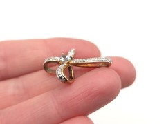 Designer PAJ Light Blue Topaz Heart Vermeil Sterling Diamond Chip Cross Pendant