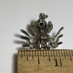 SPIDER BROOCH AWESOME BLACK JET RHINESTONE W/RED RHINESTONE EYES SILVERTONE