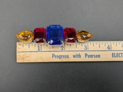 Art Deco Multi Color Blue Red Orange Graduated Glass Brooch/Pin