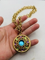 Vintage Gold Tone Pastel Renfaire Medallion Chunky Liz Claiborne 28” Necklace
