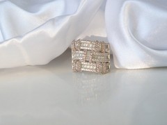 Sterling Silver 925 Large Baguette Gemstone Chunky Statement Band Ring Size 6
