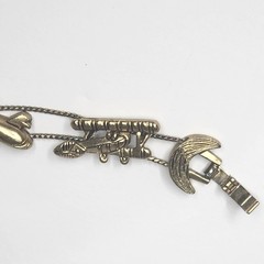 Vintage TOFA Airplane Travel Slider Charm Bracelet Gold Tone 90s