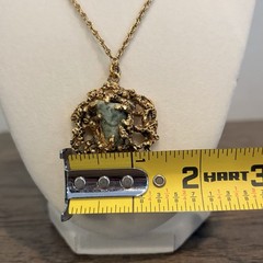 MCM 1970’s Brutalist Chunky Retro Gold Tone Necklace Inlaid Faux Stones 11”