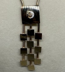 Vintage Odd Fellows Necklace Modernist Pendant Gold Tone Snake Chain Rare 20”