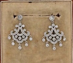 Beautiful Art Deco Style Round Lab Created Diamond 925 Silver Birthday Earrings